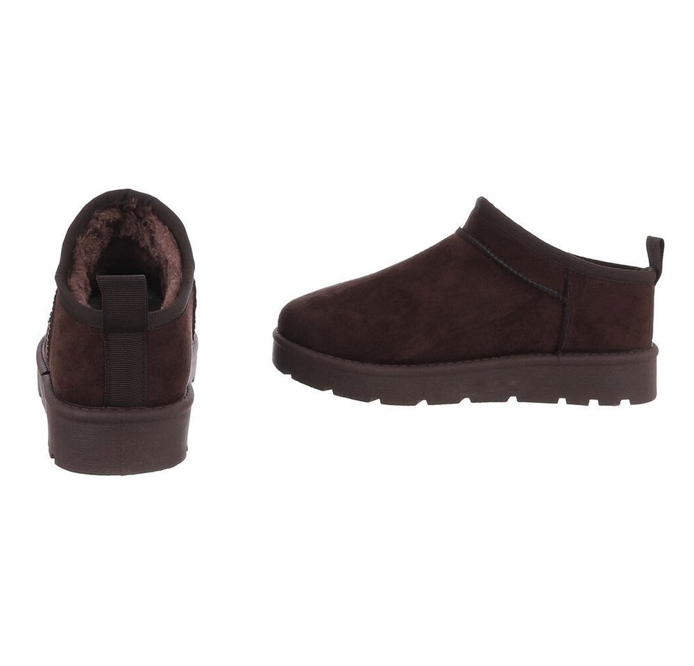 Ital-Design Bequeme Damenfreizeitschuhe mit praktischem Design Snowboots (90624820) Flach Plateaustiefeletten in Braun Bild 5