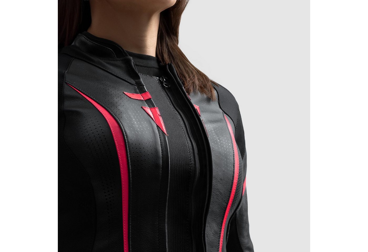Rebelhorn Motorradjacke Diva ST Damen Motorrad Lederjacke Rückenprotektor enthalten,Verbindungsreißverschluss,Ellenbogenpro Bild 3