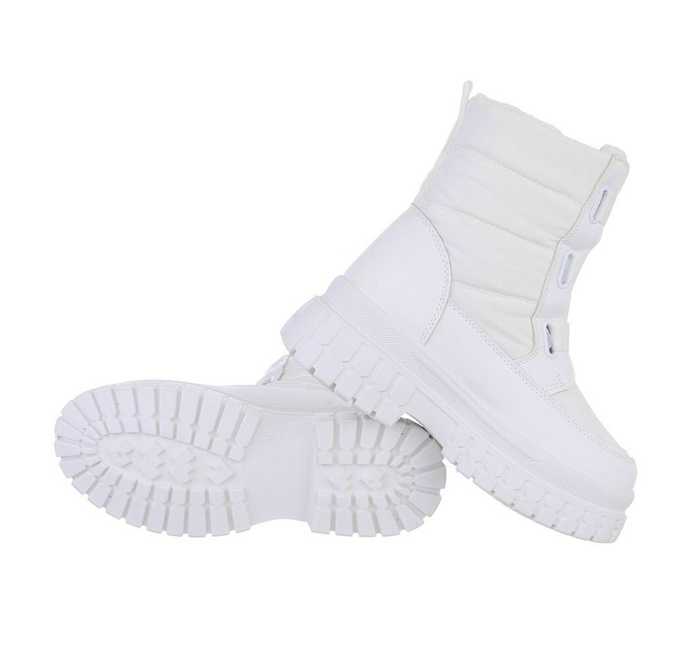 Ital-Design Damen Snowboots Freizeit Snowboots Blockabsatz Plateaustiefeletten in Weiß