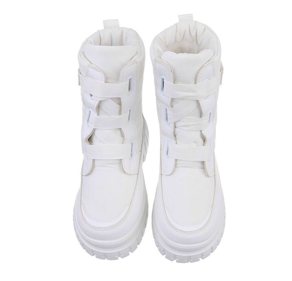Ital-Design Damen Snowboots Freizeit Snowboots Blockabsatz Plateaustiefeletten in Weiß Bild 2
