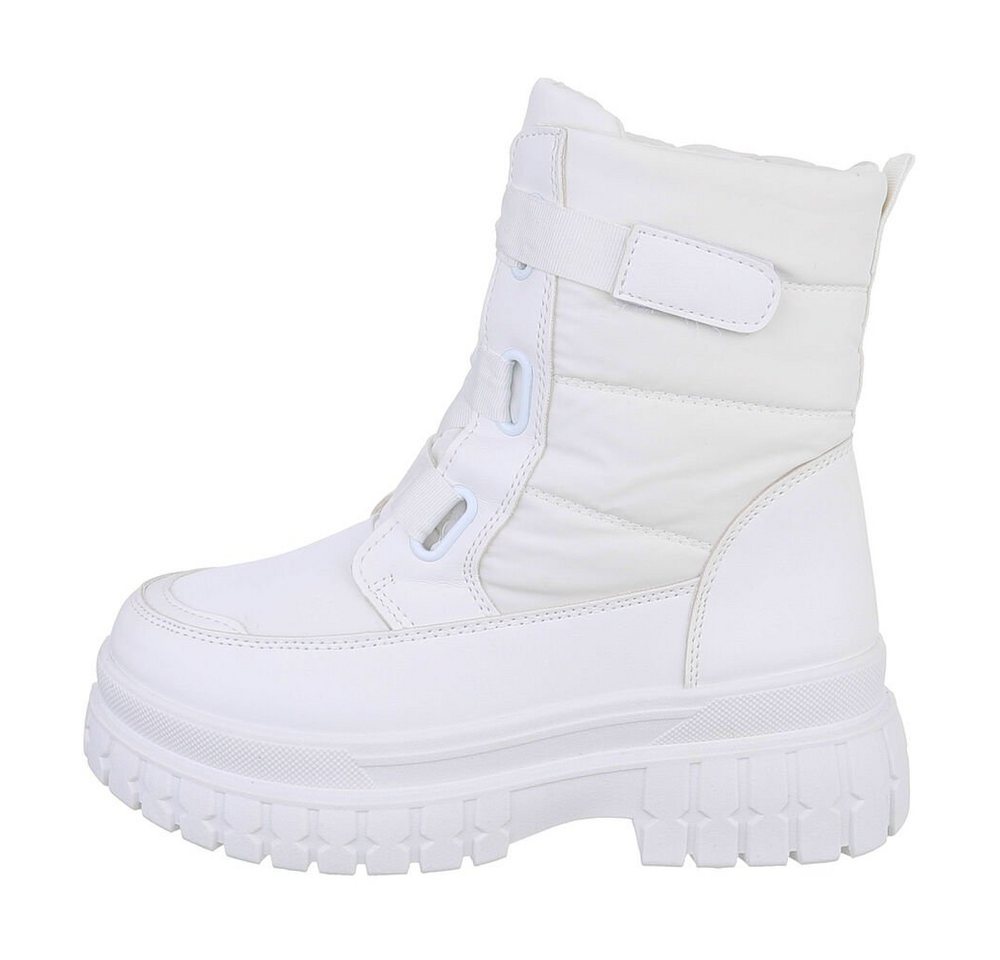 Ital-Design Damen Snowboots Freizeit Snowboots Blockabsatz Plateaustiefeletten in Weiß Bild 3