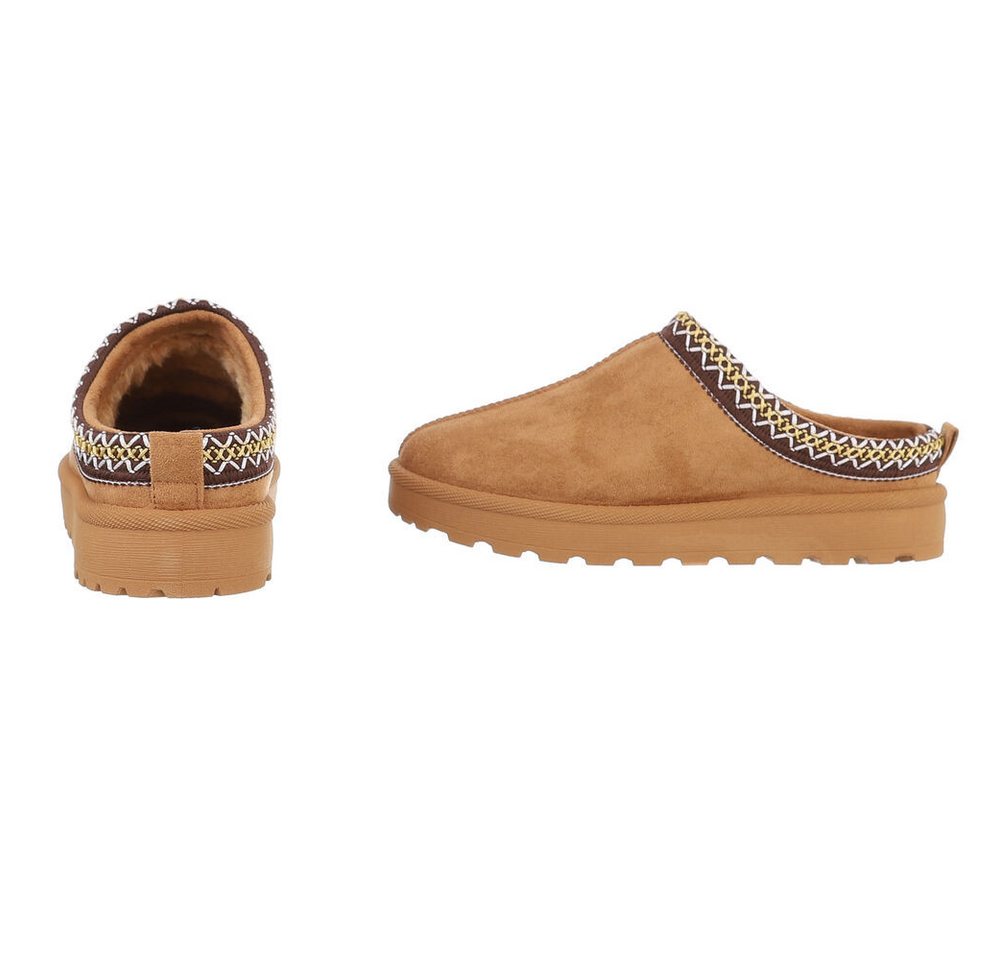 Ital-Design Bequeme Clogs für Damen mit dekorativen Details Snowboots (90457953) Flach Flache Stiefeletten in Camel Bild 2