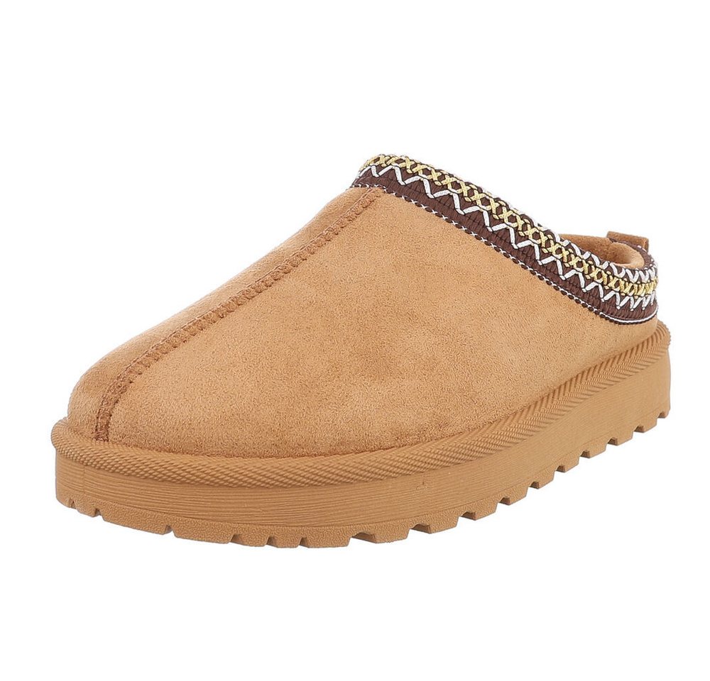 Ital-Design Bequeme Clogs für Damen mit dekorativen Details Snowboots (90457953) Flach Flache Stiefeletten in Camel Bild 3