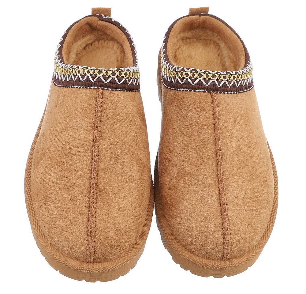 Ital-Design Bequeme Clogs für Damen mit dekorativen Details Snowboots (90457953) Flach Flache Stiefeletten in Camel Bild 4
