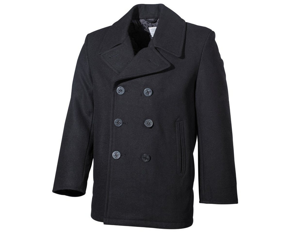MFH Outdoorjacke US Pea Coat, schwarz, mit schwarzen Knöpfen