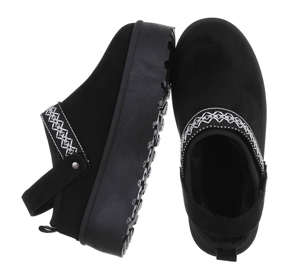 Ital-Design Bequeme Freizeitschuhe mit Riemen für Damen Snowboots (90169611) Flach Stiefeletten in Schwarz Bild 3