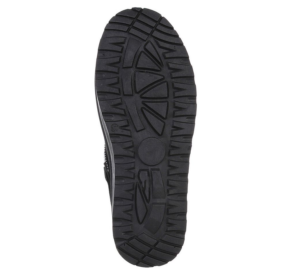 Ital-Design Bequeme Freizeitschuhe mit Riemen für Damen Snowboots (90169611) Flach Stiefeletten in Schwarz Bild 5