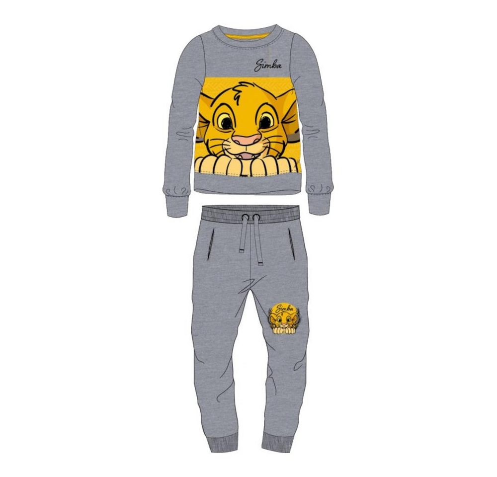 Disney Trainingsanzug König der Löwer Trainingsanzug Lang "Simba", Hellgrau, 92-128 (Set, 2-tlg., 2-teilig), für Kinder, bestehend aus Hose und Pullover