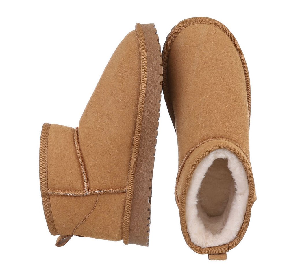 Ital-Design Damen Snowboots Freizeit Snowboots (87283906) Flach Flache Stiefeletten in Camel