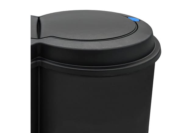Mülleimer 50 Liter (2x25) in schwarz mit praktischem Klappverschluss - Mülltrenner Abfalleimer