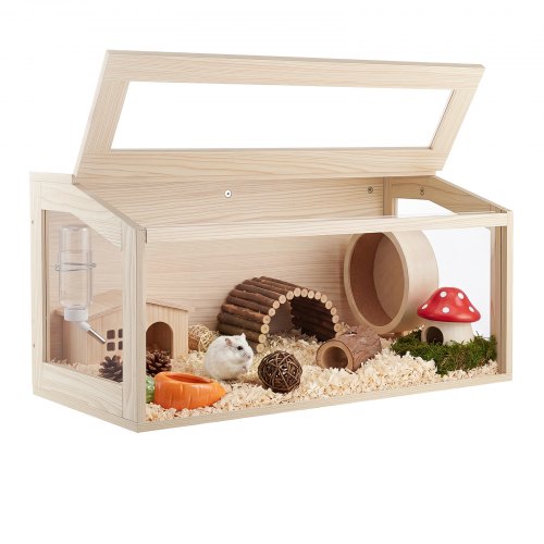 VEVOR Hamsterkäfig Nagerkäfig Nagarium Hamstergehege Holz 810x410x410mm, 270°-Sichtfenster Nagersicher mit Deckel Belüftung für Goldhamster Zwerghamster Meerschweinchen Rennmäuse