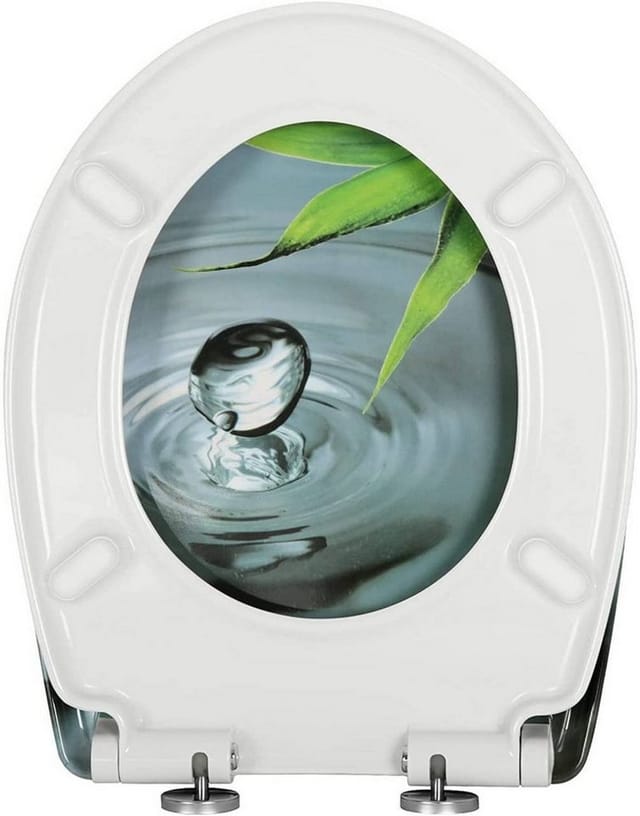 WOLTU WC Sitz mit Absenkautomatik Toilettendeckel Premium Klobrille Hellgrünes Blatt
