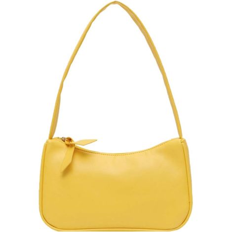 Retro-schultertasche Aus Weichem Pu-leder Für Damen (gelb)