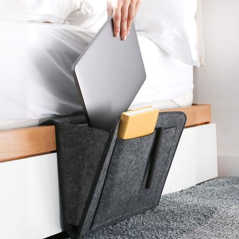 Nachttischtasche Aus Filz, Aufbewahrungstasche Zum Aufhängen Am Sofa, Nachttisch-organizer, Nachttischtasche (groß, Grau)