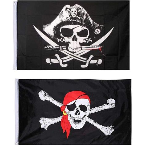 Piratenflagge, Zweiteilige Totenkopfflagge, Piratenpartyflagge, Piratenflagge Von Jolly Roger Für Halloween-dekoration, Piratenspiele, Piratenpartys, Piraten-cosplay