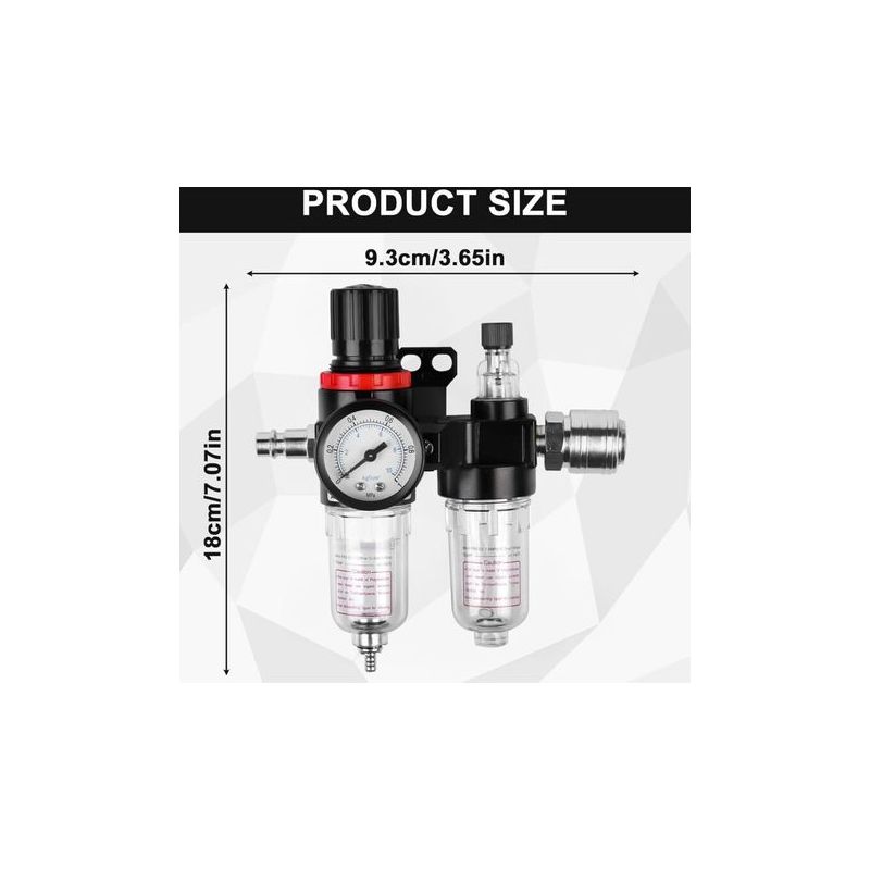 Sabir Druckluft-druckminderer: 1/4"-druckluft-druckminderer Mit Wasserabscheider, Schnellkupplungen Und Manometer, Luftfilter, Wartungseinheit Für Druckluft-druckregler