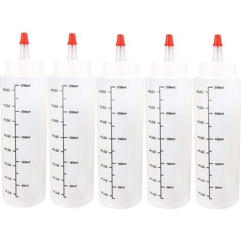5 Stück 250 Ml Tropfflaschen, Leere Kunststofffläschchen Mit Quetschskala Und Auslaufsicherem Verschluss, Für E-liquids, Diy-bastelarbeiten