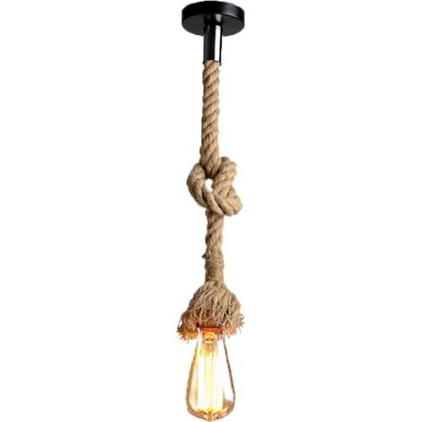 Kronleuchter Aus Hanfseil, 100 Cm, 220 V Wechselstrom, E27-fassung, Retro-seil-pendelleuchte Für Restaurant, Bar, Café (einzelfassung, Leuchtmittel Nicht Enthalten)