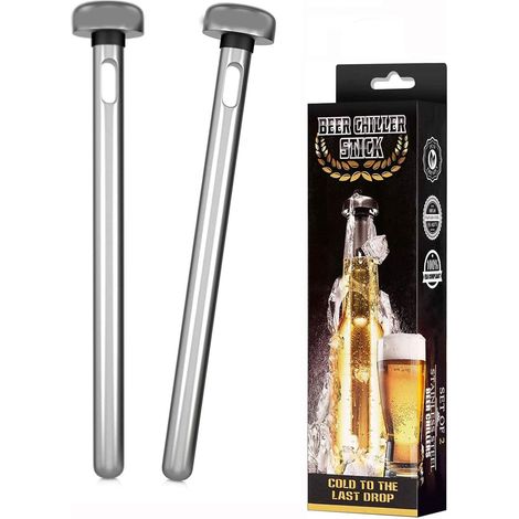 2-teiliges Bierkühler-set Mit Kühlstäben Aus Edelstahl Zum Kühlen Von Flaschengetränken. Ideal Für Bars, Partys Und Als Originelles Geschenk.