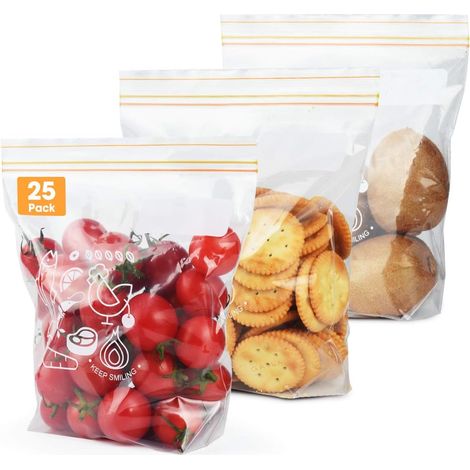 Packung Mit 25 Luftdichten Beuteln Zur Aufbewahrung Und Zum Einfrieren Von Lebensmitteln - Wiederverwendbare Sandwichbeutel (größe M)