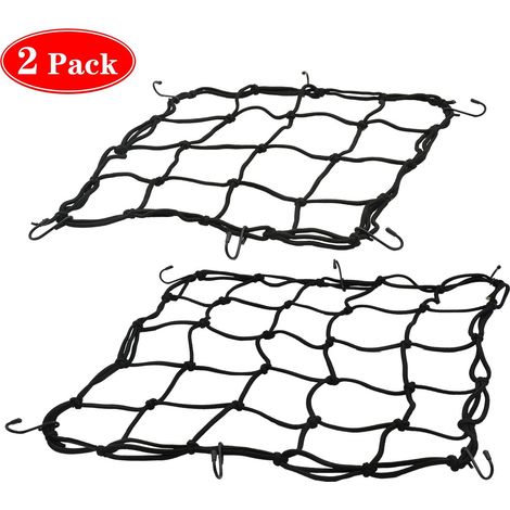 2er-pack Motorradgepäcknetze, Fahrradnetz, Helmnetz Mit Haken, Sicherheitsnetz, Elastischer Gepäckgurt Für Motorrad, Fahrrad (30 X 30 Cm + 40 X 40 Cm),