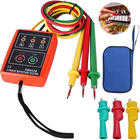 Dreiphasen-drehfolge-präsenzprüfer Mit Led-anzeige, Zähler Und Summer, 60 V – 600 V (drehstrom), Sm-852b
