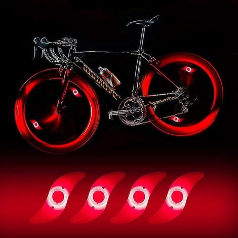Set Mit 4 Wasserdichten Led-fahrradspeichenlichtern Mit 3 Blinkmodi, Für Fahrräder Für Erwachsene Und Kinder – Rot