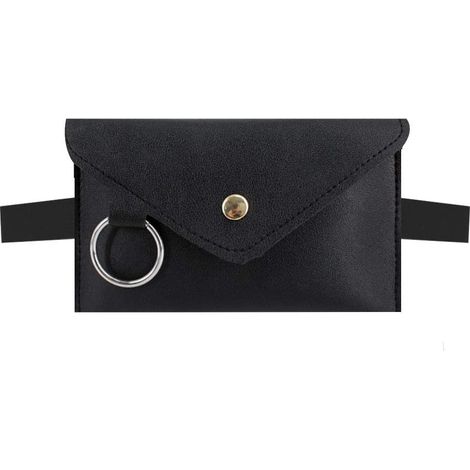 Mini-gürteltasche Aus Leder Im Umschlagstil (schwarz)