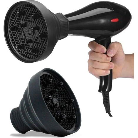 Universeller Haartrockner-diffusor, Faltbarer Silikon-haartrockner-diffusor, Verstellbare Schnittstelle Von Anself, Passend Für Alle Haartrockner (schwarz)