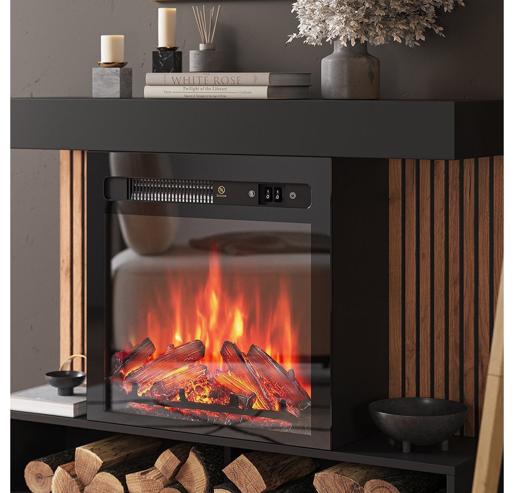 Elektrokamin Lynea, Schwarz, 100 cm mit realistischem Flammeneffekt und Heizung 1800W, Vicco Bild 3