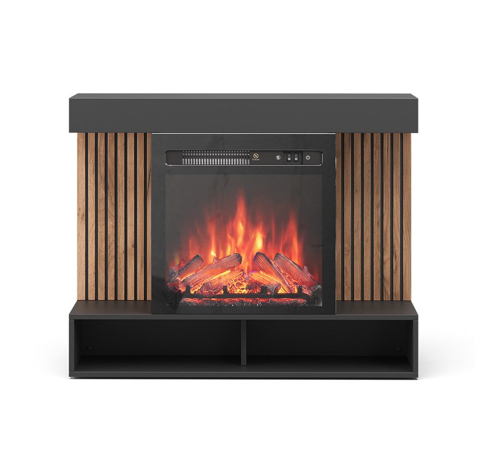Elektrokamin Lynea, Schwarz, 100 cm mit realistischem Flammeneffekt und Heizung 1800W, Vicco Bild 4