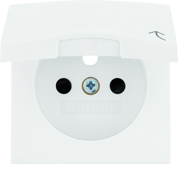 Frontplatte Mit Kontaktabdeckungen Für Schuko-steckdose Mit Abdeckung, Weiß, Glänzend, B.square