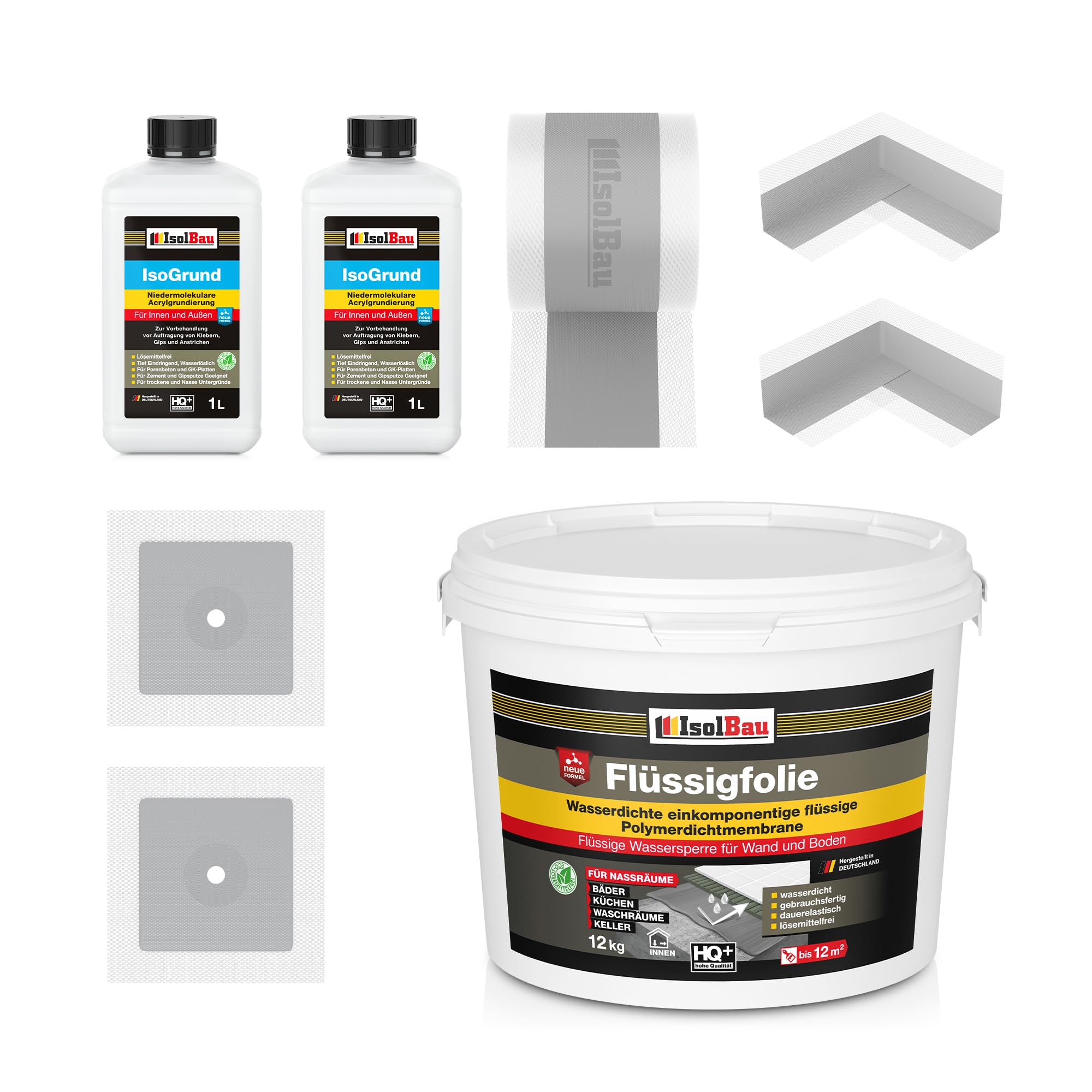 Dichtset Dusche Abdichtung Bad Flüssigfolie 12 Kg Dichtband Innenecke 10m2