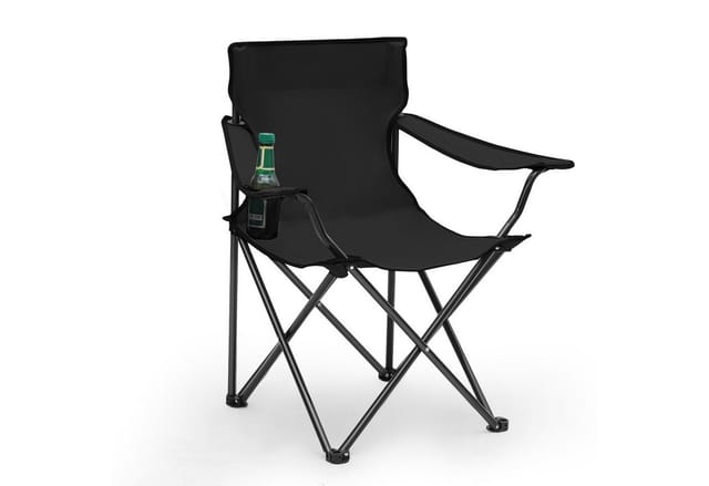 1er Set Campingstuhl Faltbar bis 100 kg Klappstuhl mit Getränkehalter und Tasche, Schwarz - Sunula