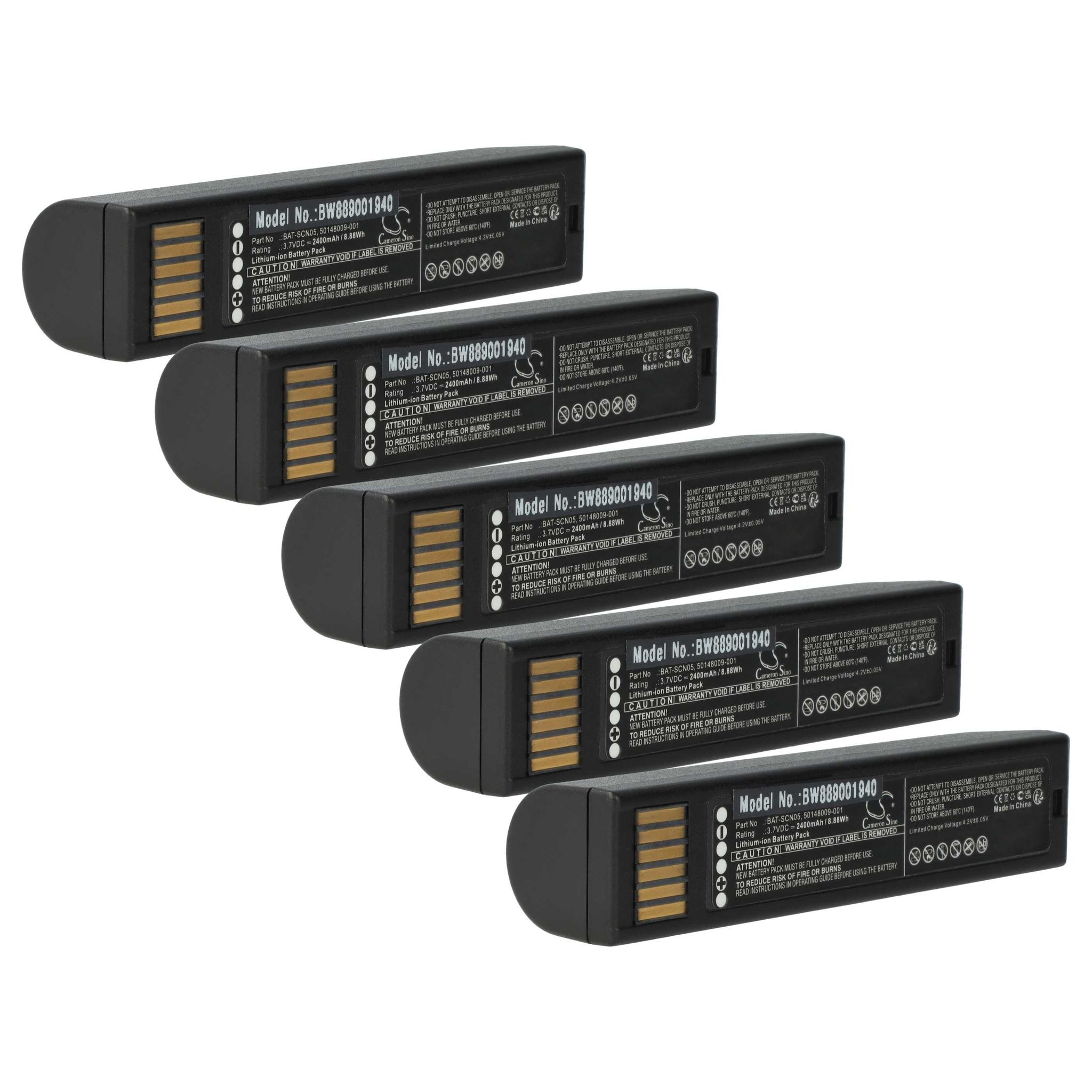 Vhbw 5x Akku Kompatibel Mit Honeywell Xenon 1902ghd, 1952, Xp 1902ghd, Xp 1952 Barcodescanner Pos (2400 Mah, 3,7 V, Li-ion)