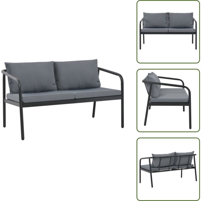 2-sitzer-gartenbank Mit Auflagen Grau Aluminium - Aluminium Gartenmöbel - Outdoor Sofa - Gartensofa Grau - 2er Set - Lounge Möbel