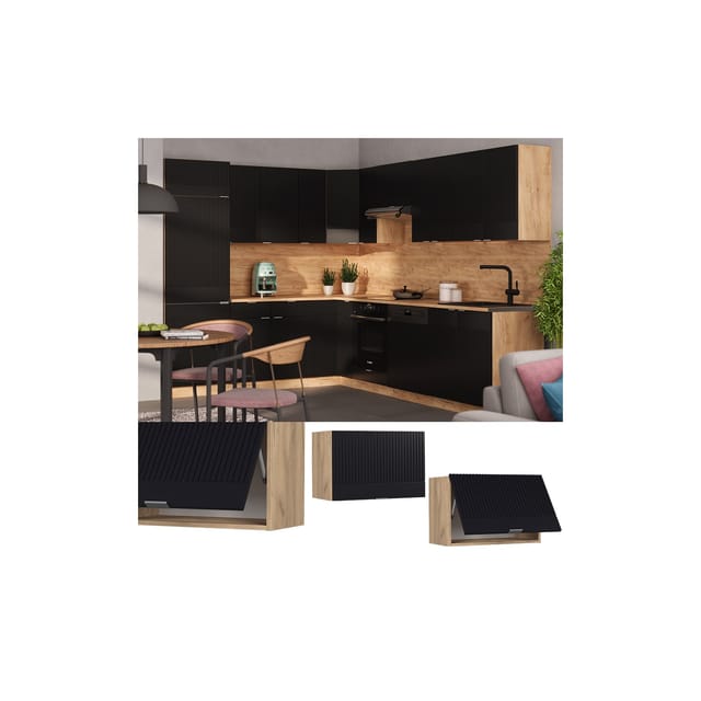 Vicco - Hängeschrank Fame-Line, Schwarz gestreift, 60 cm Flach