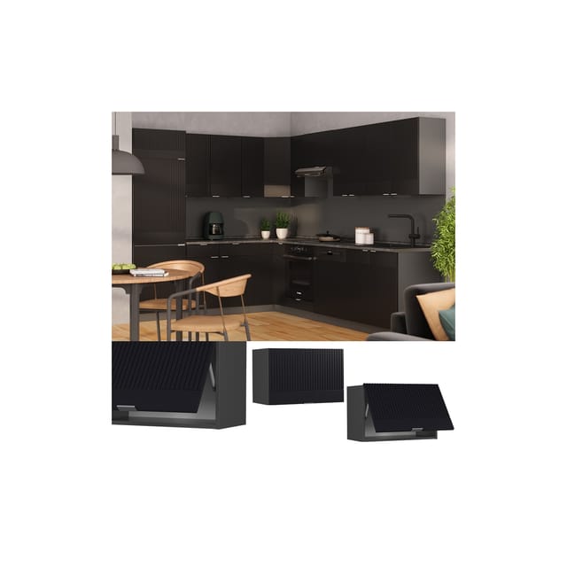 Vicco - Küchenschränke Fame-Line, Schwarz gestreift, 60 cm Flach