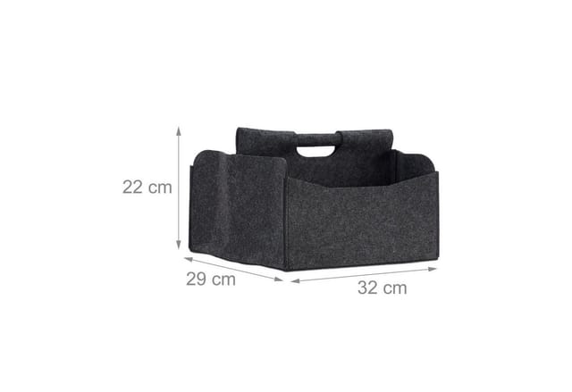 Zeitungskorb aus Filz, h x b x t: 22 x 32 x 29 cm, 2 Fächer, mit Griff, faltbarer Zeitungsständer, anthrazit - Relaxdays