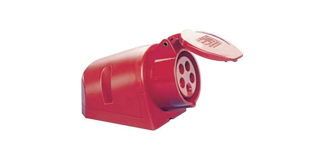 CEE-Wanddose 16 A 400 V Steckerstellung 6 h mit Klappdeckel IP44