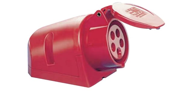 CEE-Wanddose 32 A 400 V Steckerstellung 6 h mit Klappdeckel IP44