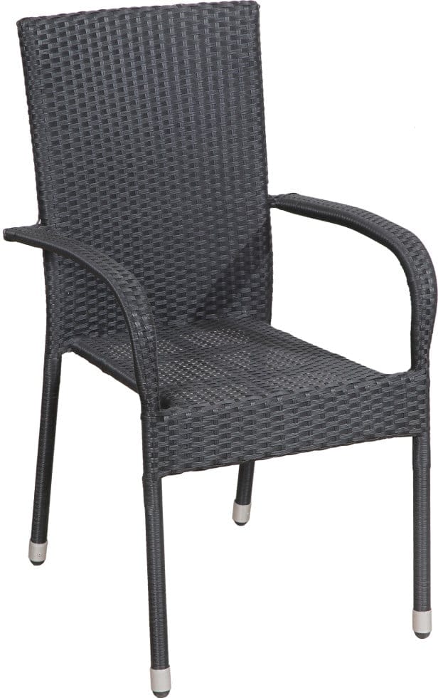 Gartenstuhl Malta Stapelstuhl Polyrattan schwarz Gartenmöbel - Trendline