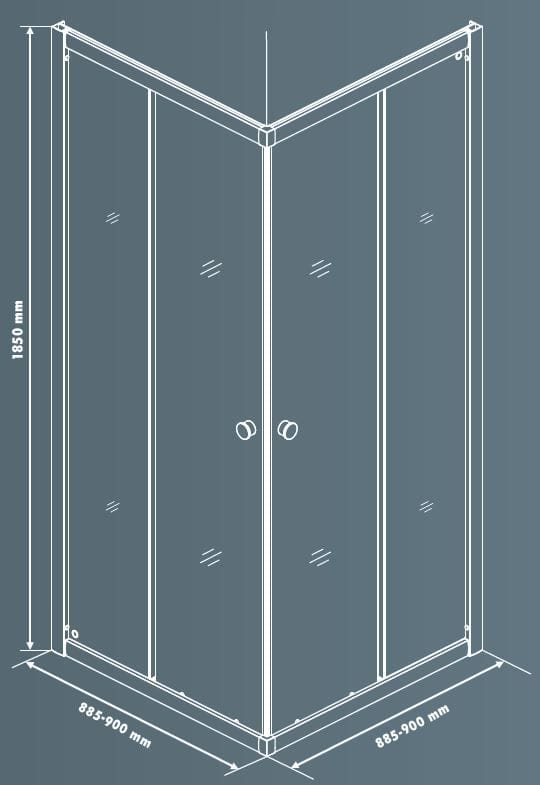 Primaster - Duschkabine Eckeinstieg Easy 5 Eckdusche 185x90x90cm Glas