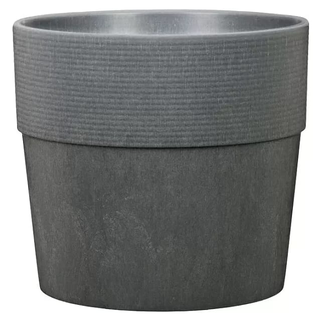 Scheurich Groove+ 30, Pflanzgefäß/Pflanzkübel, rund, aus Kunststoff Farbe: Carbon, 28,5 cm Durchmesser, 26,2 cm hoch, 11 l Vol.