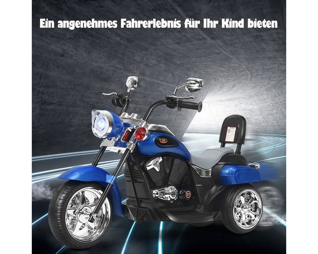 Costway - 6v Elektro Motorrad Mit Verstellbaren Scheinwerfer, Dreirad Kindermotorrad Mit Sound Und Hupe, Elektromotorrad 2,5-3 Km/h Für Kinder Ab 3 Jahren Weiss