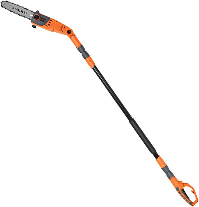 Elektrostangensaege Hochentaster 212-286 Cm, Mehrwinkel Stangenkettensaege Mit Verstellbaren Saegekopf, Profi-astsaege Teleskop Motorsaege Teleskop-kettensaege Für Hof Garten, Orange - Costway