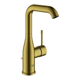 Grohe Essence 1-Loch-Einhand-Waschtischbatterie L-Size, Cool Sunrise gebürstet, Zugstangen-Garnitur, schwenkbarer Ausl., 5l/min
