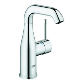 Grohe Essence 1-Loch-Einhand-Waschtischbatterie M-Size, Chrom, glatter Körper, schwenkbarer Auslauf, 5l/min
