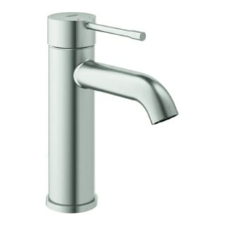 Grohe Essence 1-Loch-Einhand-Waschtischbatterie S-Size, Supersteel, glatter Körper, fester Auslauf, 5l/min