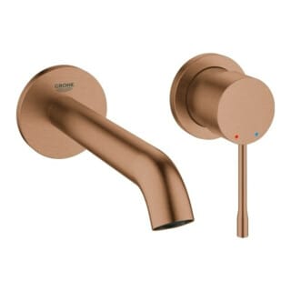 Grohe Essence 2-Loch-Waschtisch-Wandbatterie Ausladung 183mm, Warm Sunset gebürstet, Professional Edition, Fertigmontageset
